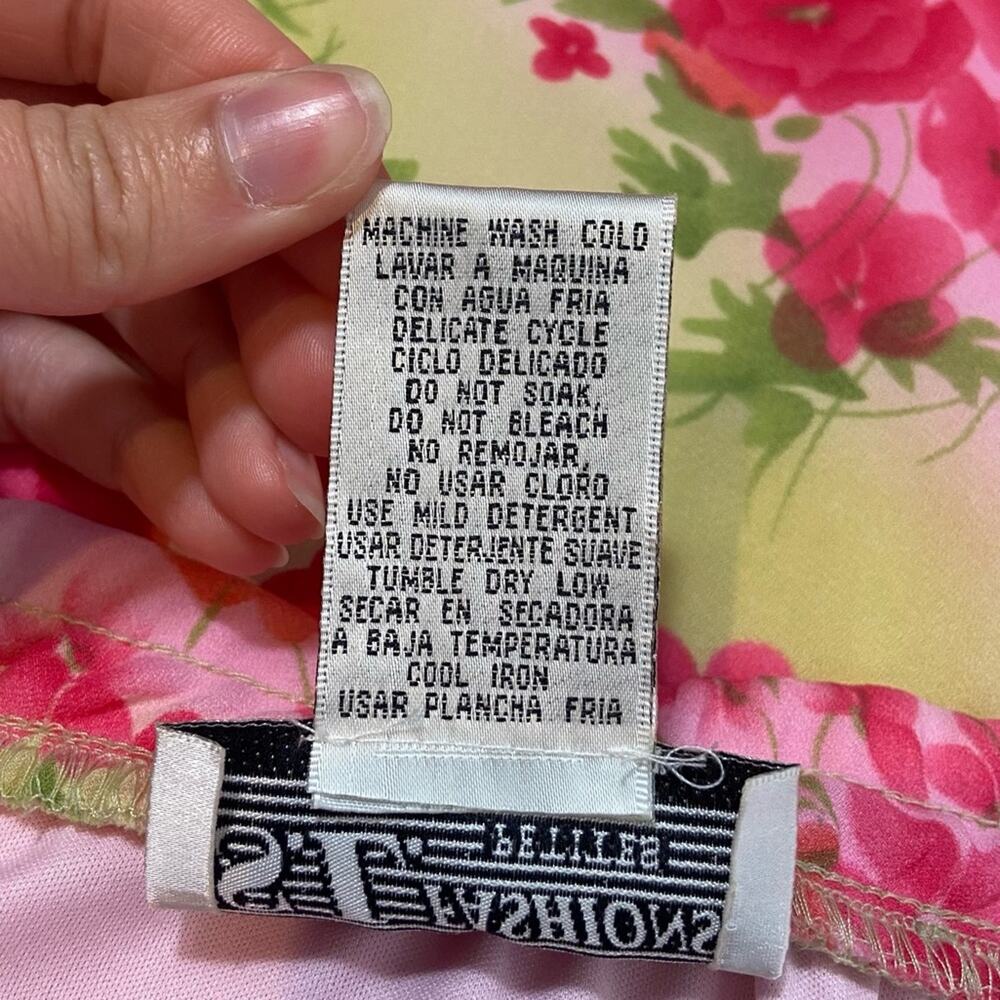 Vintage SL Fashions Petites Size 12 Pastel Pink/Yellow Floral Print Midi Skirt - Picture 10 of 11